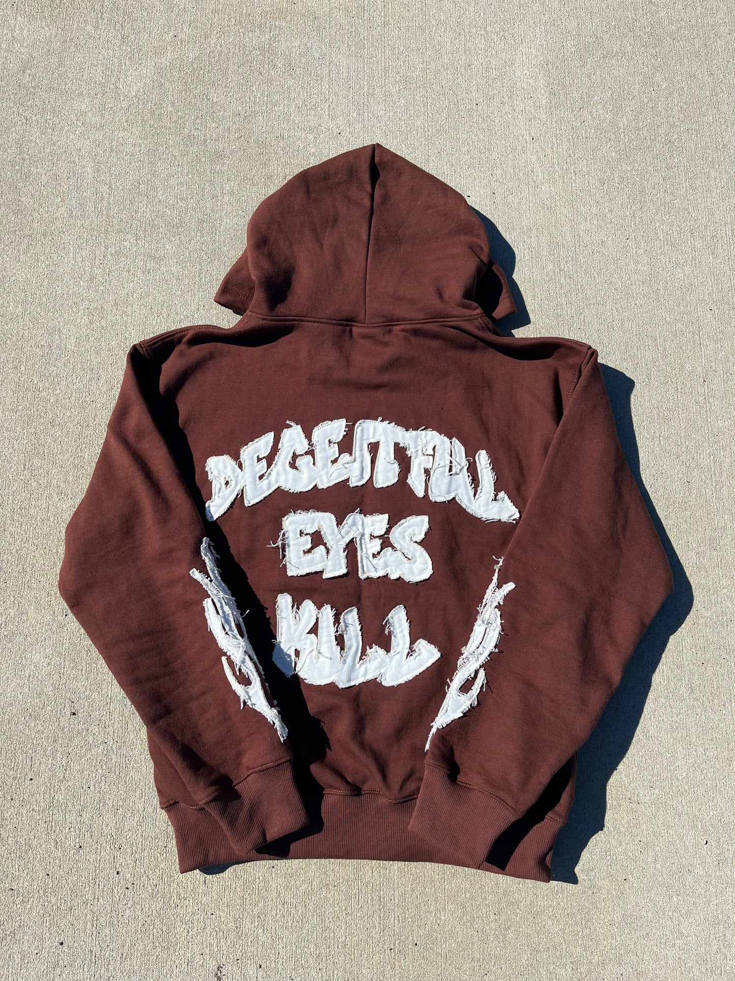 "Deceitful Eyes Kill" Hoodie - Brown