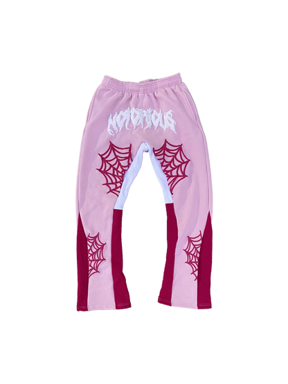 Web Flare Sweatpants - Pink