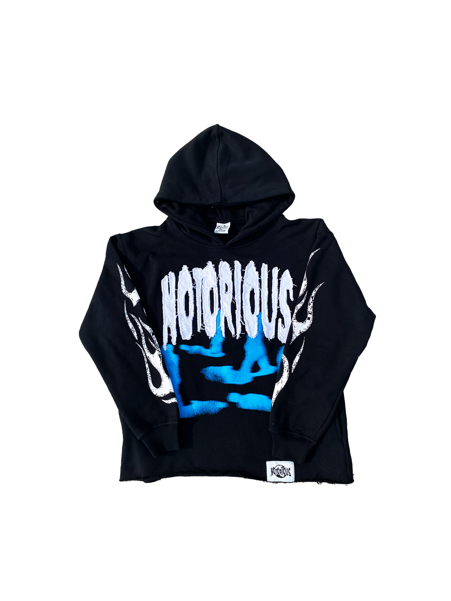 "Rather Be Alone Than Hang With Snakes" Distressed Embroidery Hoodie-Blue