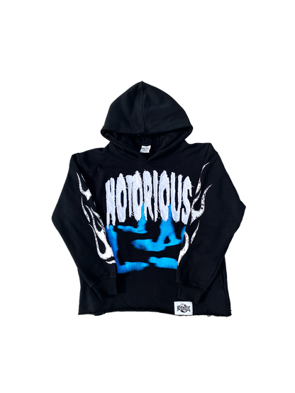 "Rather Be Alone Than Hang With Snakes" Distressed Embroidery Hoodie-Blue