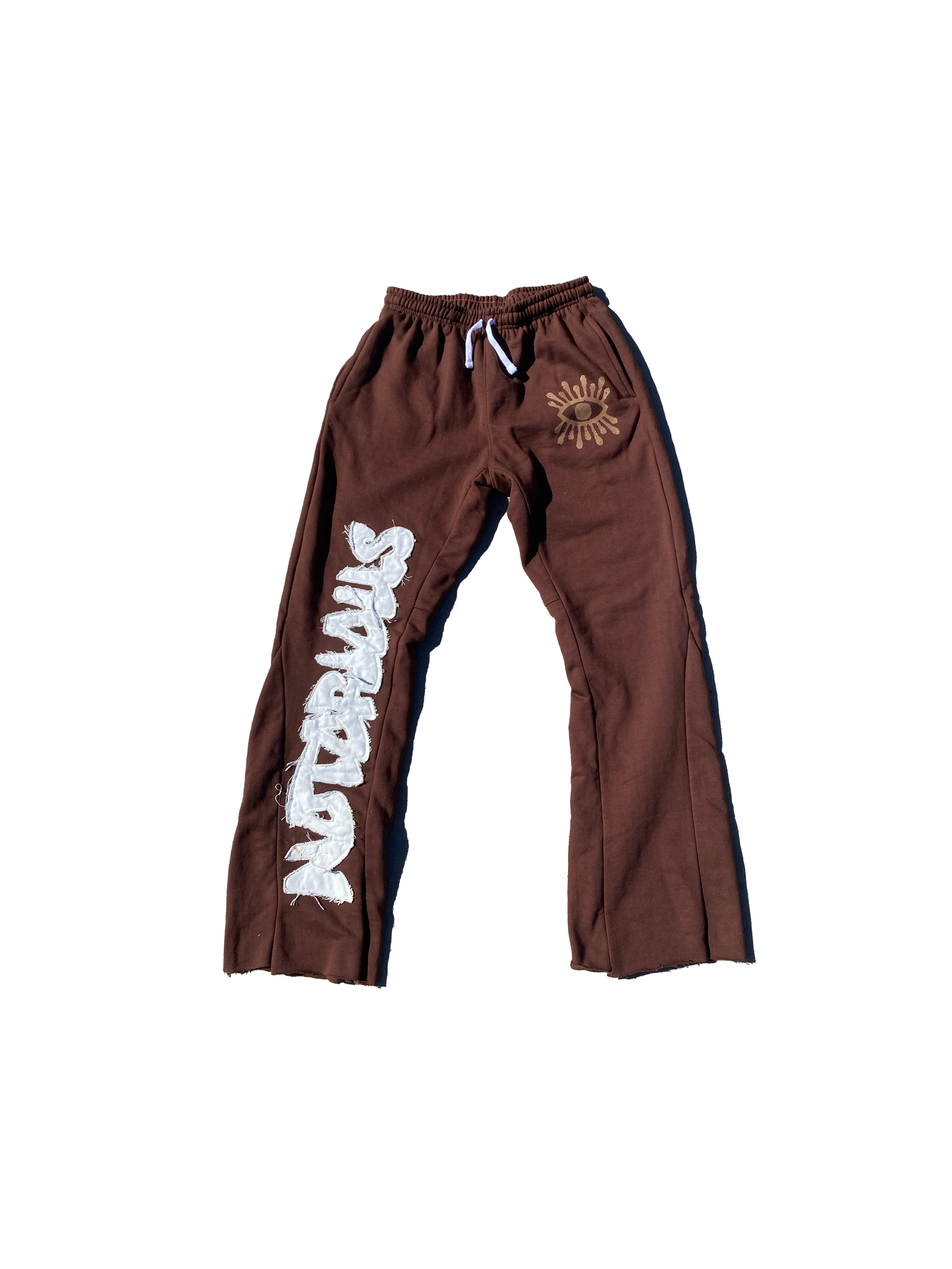 "Deceitful Eyes Kill" Flared Sweats - Brown