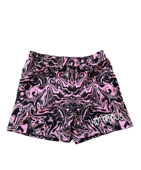 Embroidered Mesh Shorts-Pink